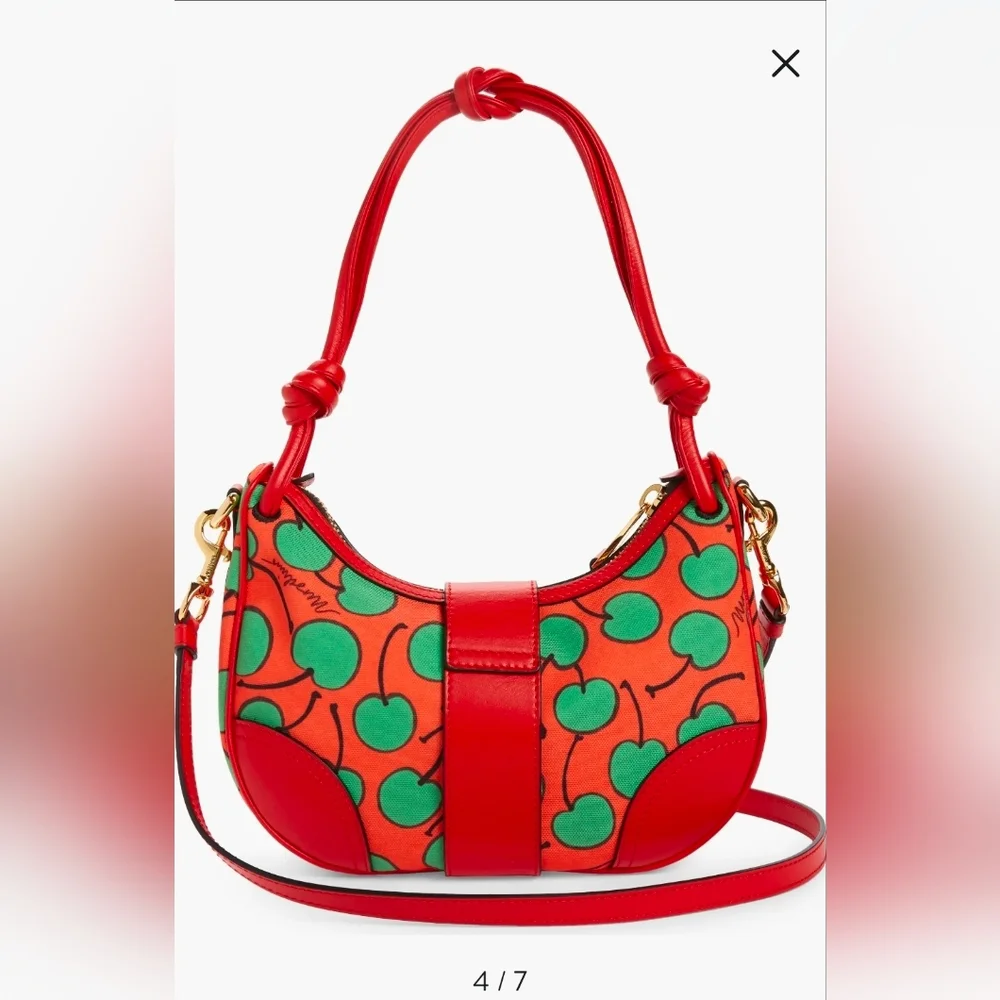 MOSCHINO® Couture All-Over Cherry Print Canvas Hobo Bag - Picture 4 of 7